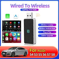 For Audi S4 S3 S5 S6 S7 S8 Fashion 2in1 Wired to Wireless CarPlay Android Auto Adapter for OEM Car Stereo With USB Plug and Play