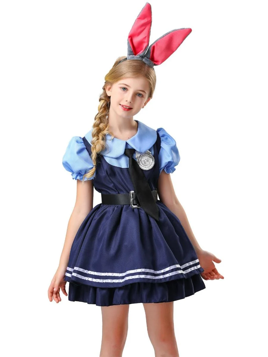 ハロウィンコスチューム ジュディウサギ 警察官 フルセット 大人男性 子供 女性 親子 クレイジーアニマルシティ制服 ポリエステル