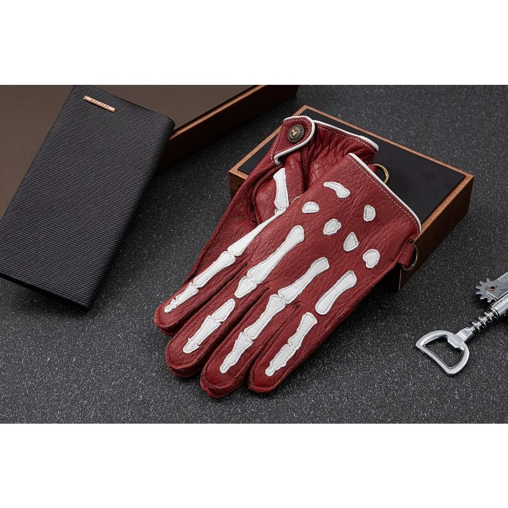قفازات جلدية للدراجات النارية مع هيكل عظمي غير قابل للانزلاق، بطانة دافئة للرجال - مثالية لركوب الدراجات في الشتاء وركوب الدراجات