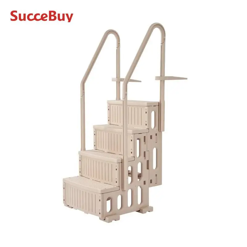 บันไดสระว่ายน้ำ SucceBuy แบบมีราวจับสองข้าง พร้อมขั้นบันไดกันลื่น แข็งแรงทนทาน สำหรับสระแบบฝังดินและแบบตั้งพื้น ขนาด 48-54 นิ้ว