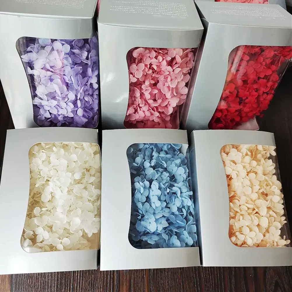 1 Box Colorfast Dried Flowers Natural DIY Hydrangea Heads Hydrangea Epoxy Handmade DIY Material Home Wedding Decoration Flowers