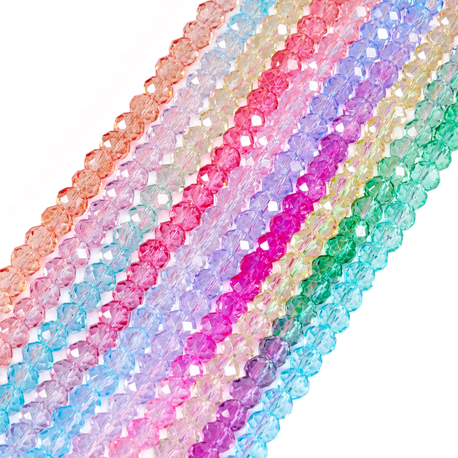 

10 Strands Transparent Painted Glass Beads Strands Faceted Rondelle Mixed Color for Making DIY Jewelry Necklace Earring Bracelet