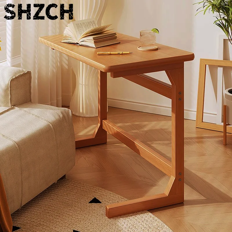 Log Style Living Room Side Table Furniture Bedroom Student Writing Computer Desk Simple Movable Sofa Side Table