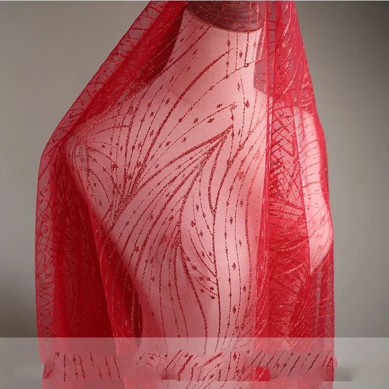 Tulle Fabric Bronzing Sequin By The Meter for Clothes Wedding Dresses Skirts Sewing Mesh Yarn Summer High-grade Decorative Cloth