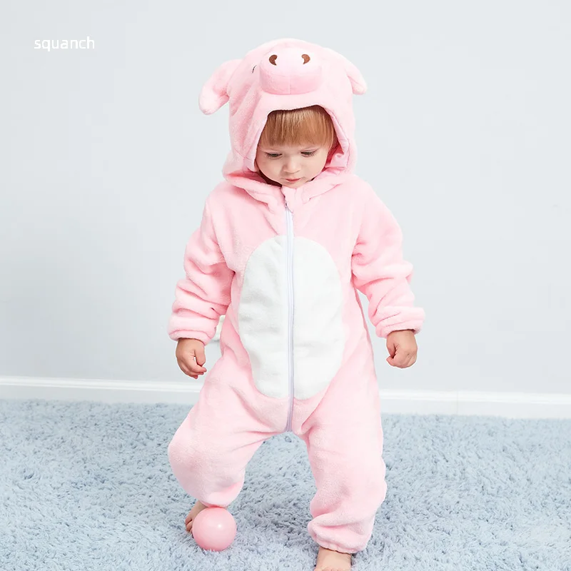 

Baby Cute Pig Costume Halloween Animal Cosplay Suit Girls Cat kigurumis Outfit Winter Warm Clothes Bebe Festival Jumpsuit 0-3Y