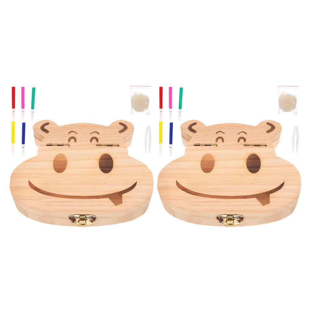 2Set Durable Wooden Tooth Keeper Unique Design Baby Tooth Box for Nursery Decor and Gifts Baby Teeth Container