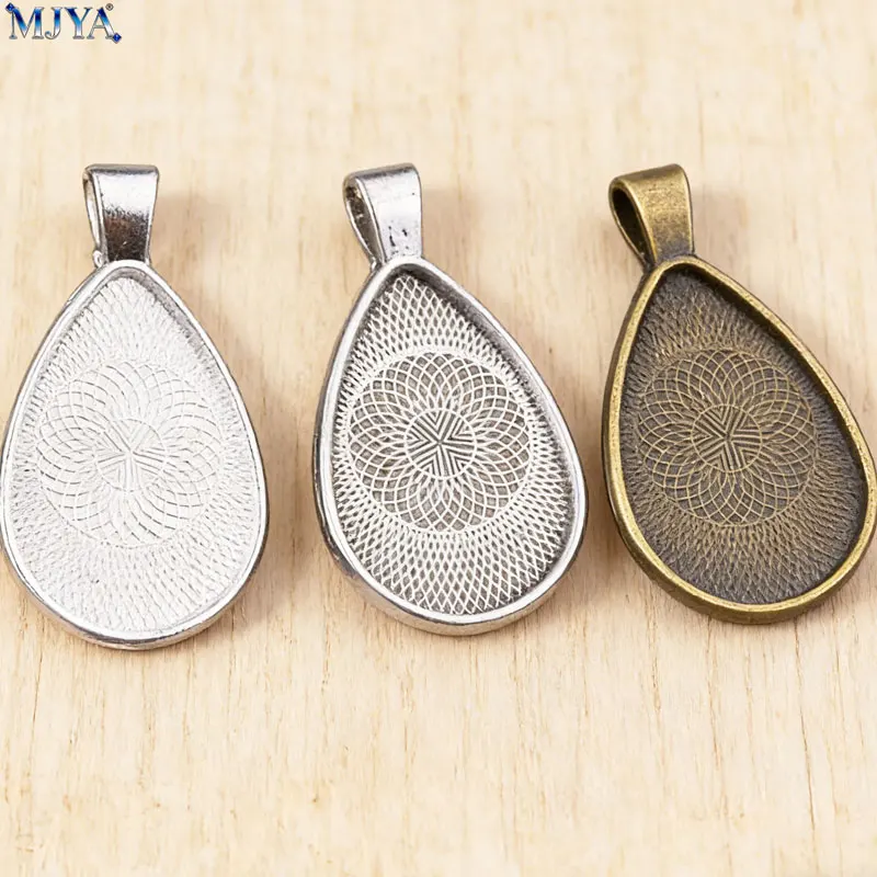 MJYA 10pcs Waterdrop Cabochon Base 18x25mm 20x30mm Pendant Settings Charms For DIY Jewelry Making Supplies Accessories
