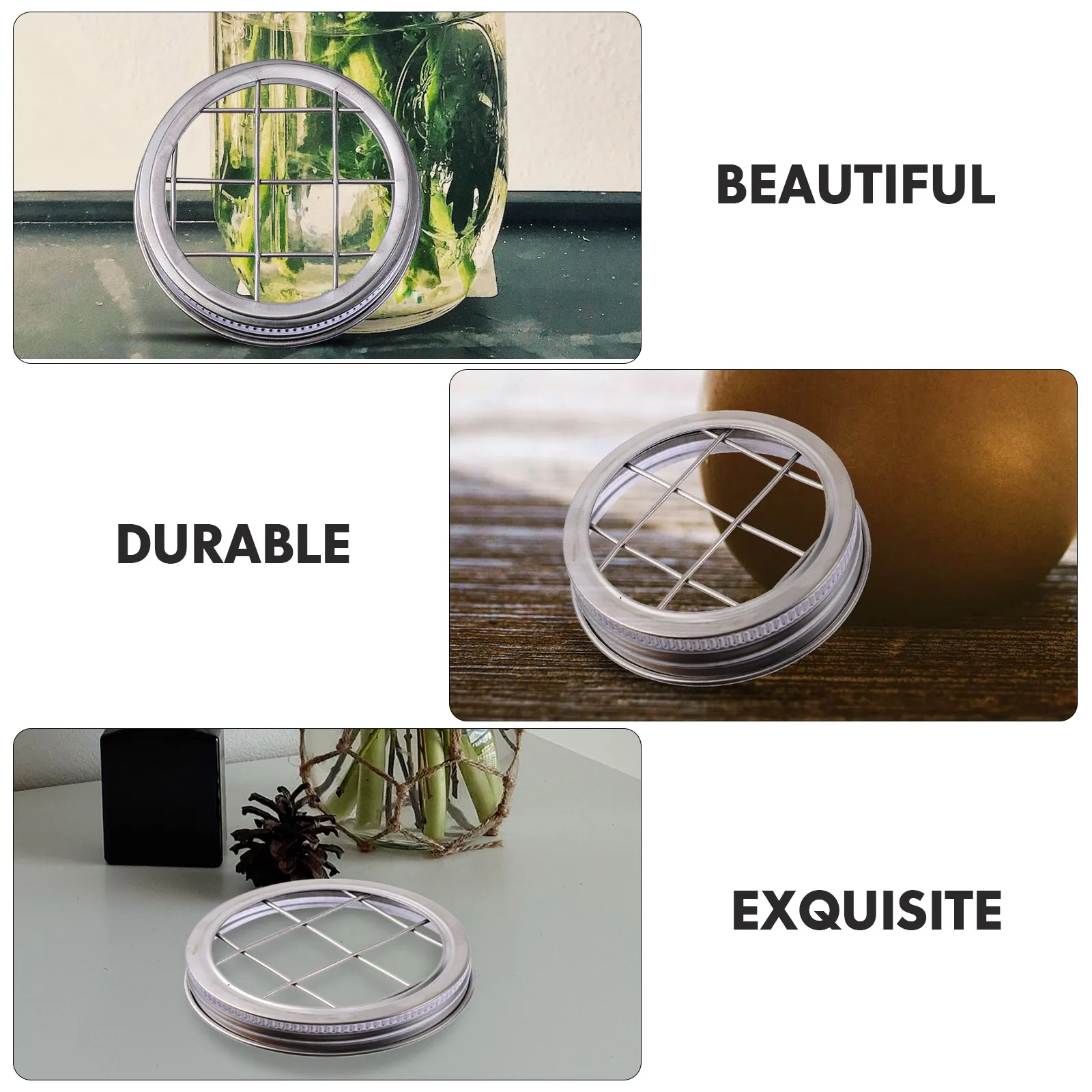

11Pcs Flower Jar Lid Stainless Steel Mesh Grid for Mason Jars Vase Organizer Canning Lid Replacement Airtight Storage Jar Cap