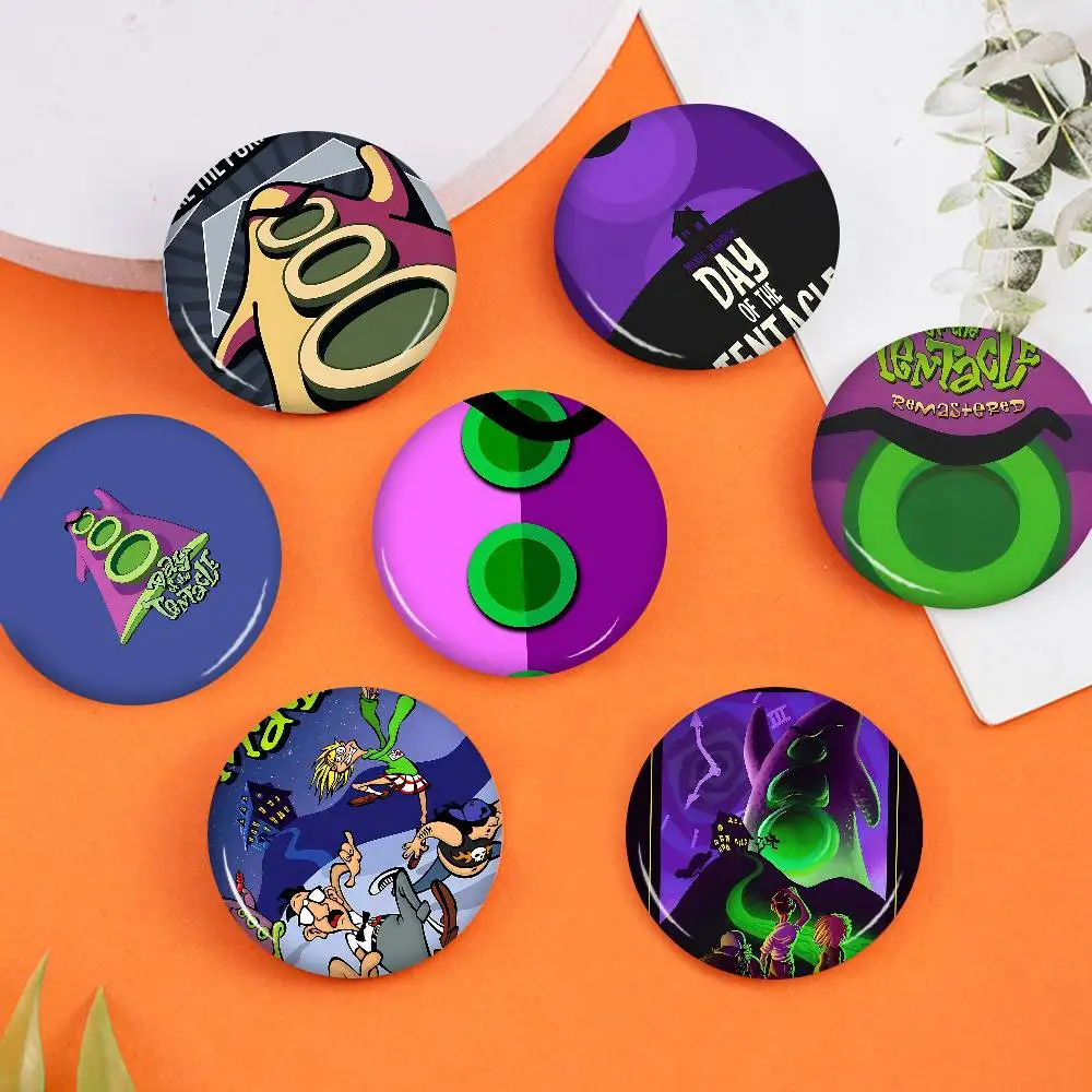 Day of the Tentacle 32/44/58mm Round Cartoon Brooches Handmade Pins for Backpack Jewelry Accessories Gifts Creative Badge