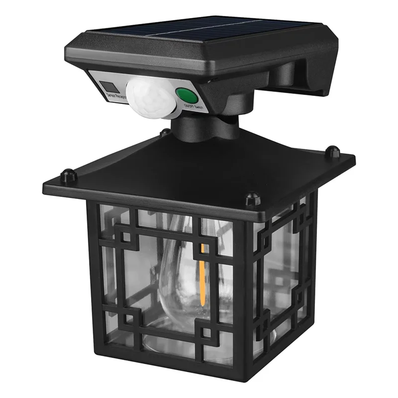 AF90-Solar Wall Lanterns Outdoor Waterproof 200LM Motion Sensor Wall Lights Fence Light With 3 Modes Exterior Wall Sconces