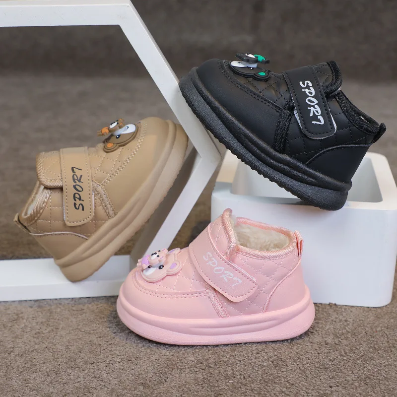 

2025 Winter New Children Cotton Boots for Girls Boys Fashion Korean Style Soft Bottom Anti-slippery Versatile Keep Warm Shoes
