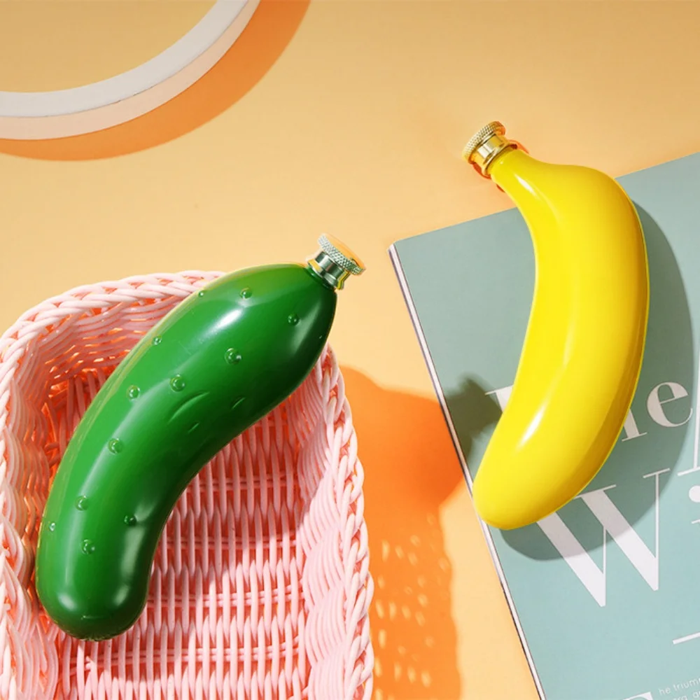 Cantil de Bolso em Aço Inoxidável em Formato de Banana, à Prova de Vazamento, Portátil, para Uísque, Rum, Vodka e outras Bebidas