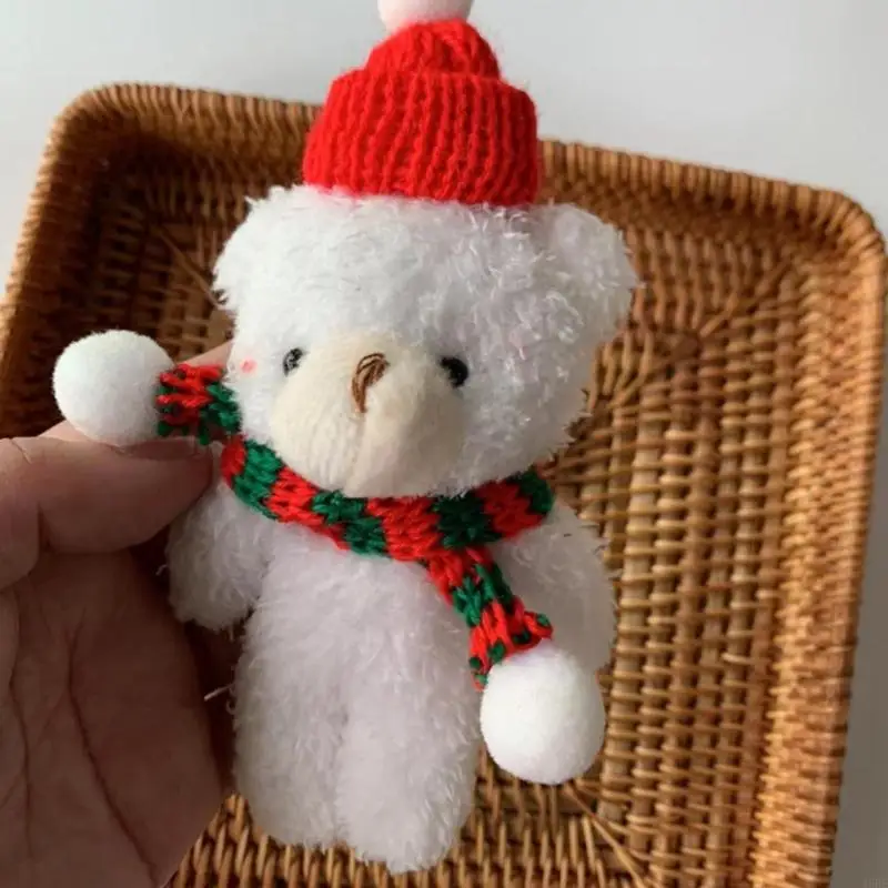 45be Gấu sang trọng đáng yêu với chiếc mũ Giáng sinh Khăn nhồi động vật mềm Plushie Bear Bead búp bê đồ chơi cho trẻ Quà tặng