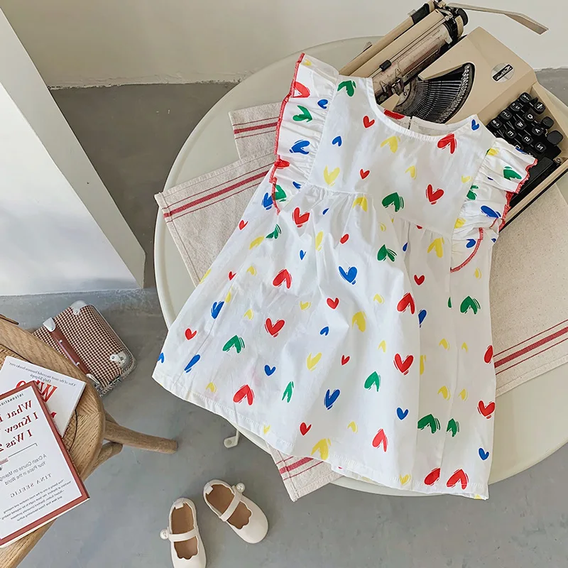 Girls Skirt Colorful Butterfly Flying Sleeve Dress Princess Dress 2025 Summer New Children's Clothing 3-8 Years Old