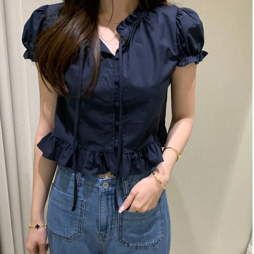 Sweet ort irt Donna Chic New Sle Fre Design Sense Bow Lace Top dimagrante Pendolarismo Sle Regular Sve ort Sve