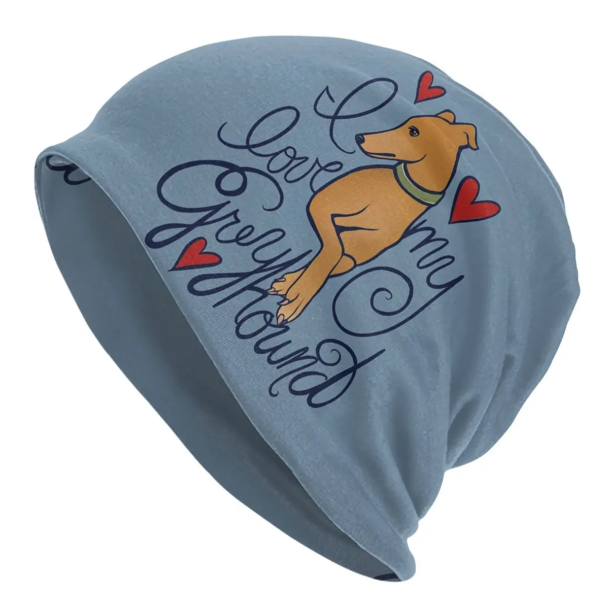 I Love Geryhound Greyhounds Dog Women's Beanies Printed Chemotherapy Pile Outdoor Turban Breathable