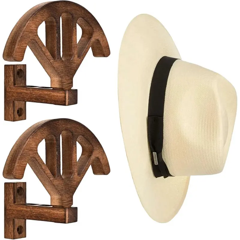 

【ПОСЛЕДНИЙ ШАНС】Деревянная настенная вешалка для джинсовых кепок (2 комплекта), регулируемая настенная подставка для демонстрации с сохранением формы