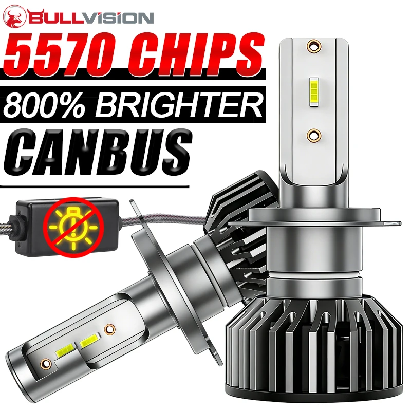 Bullvision H4 H7 LED Canbus 3570 CSP Car Headlights H1 H11 H8 H9 LED Bulb 9005 9006 HB3 HB4 6000K White Auto Fog Light 12V 24V﻿