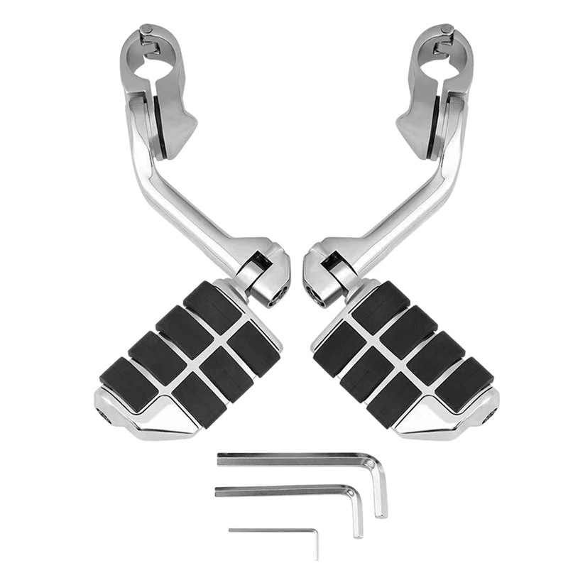 

2X Footrest Motorcycles Highway Foot Pegs 1-1/4 Inch Bars Clamps For H-Arley D-Avidson