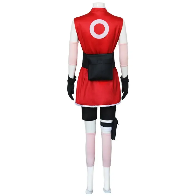 Haruno Sakura Cosplay Shippuden Costume Anime Parrucca Donna Ragazza Gonna Outfit Unisex Ninja Cartoon Costume di Carnevale di Halloween