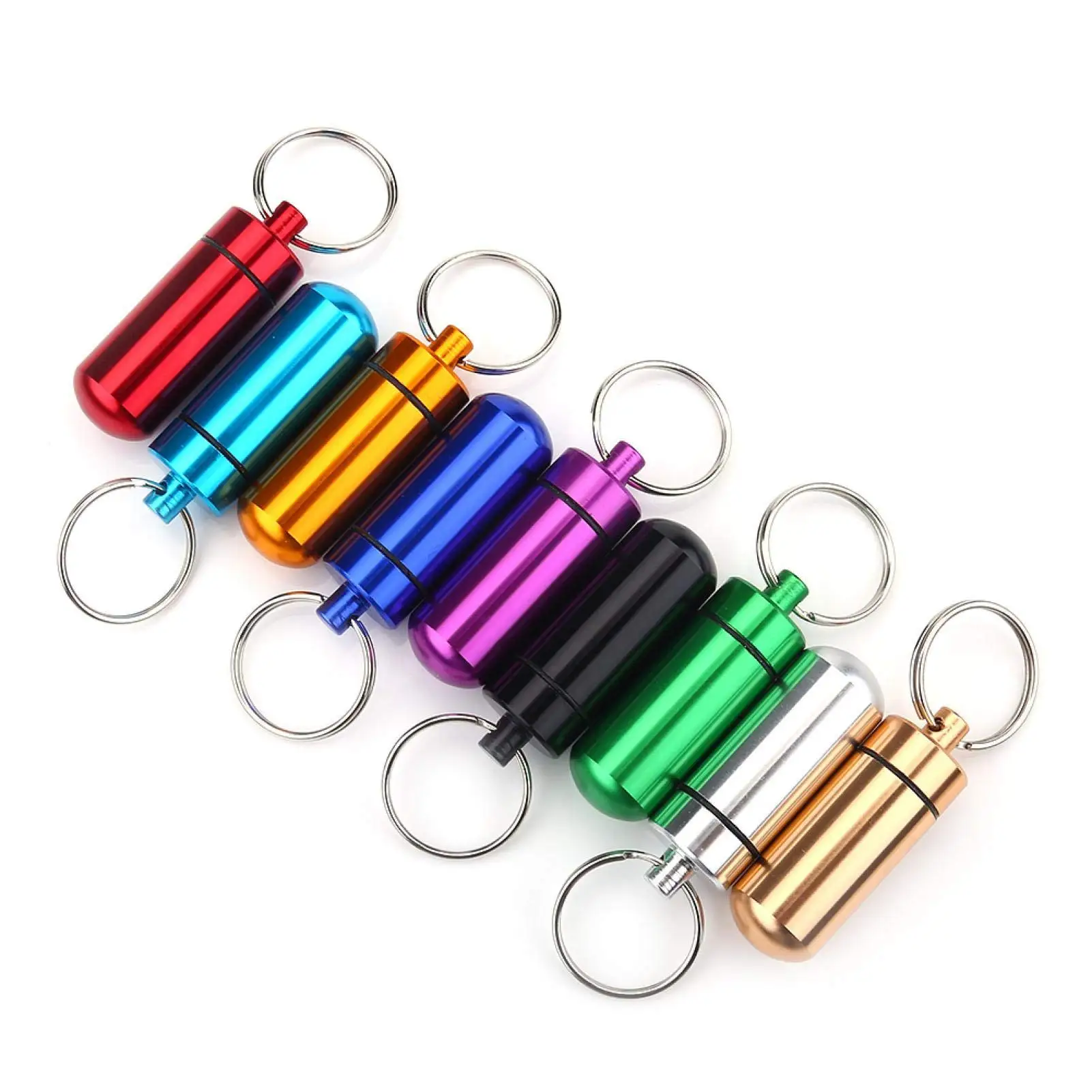 30Pcs Portable Pill Case Waterproof Aluminum Pill Holders Storage Metal Pill Container Keychain for Outdoor Camping Travelling