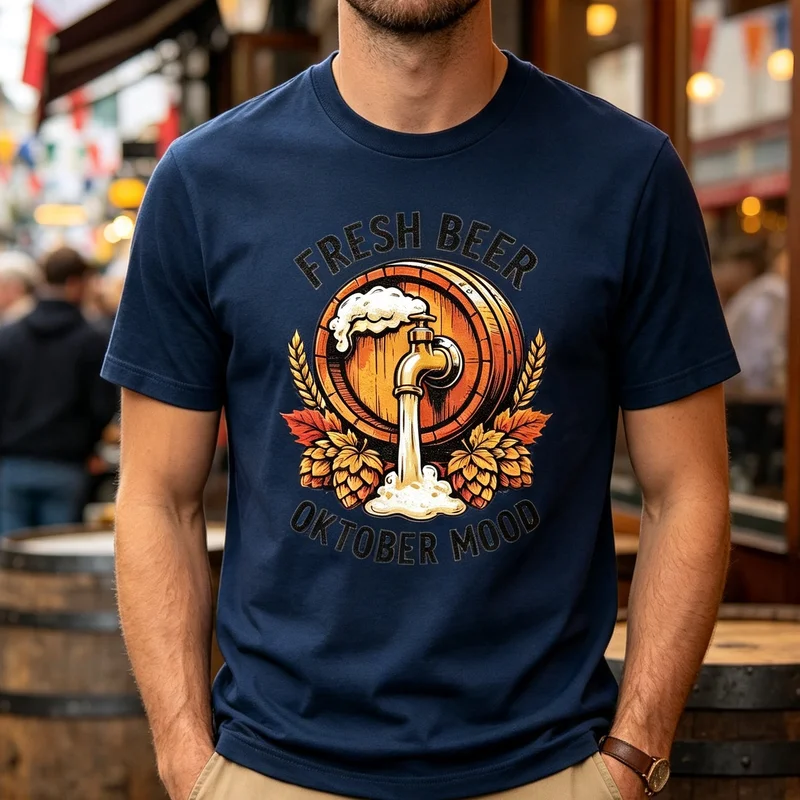 Fresh Beer Oktober Mood Vintage Barrel Graphic T Shirt Oktoberfest Cotton Short Sleeve Casual Streetwear Top Holiday Men Women
