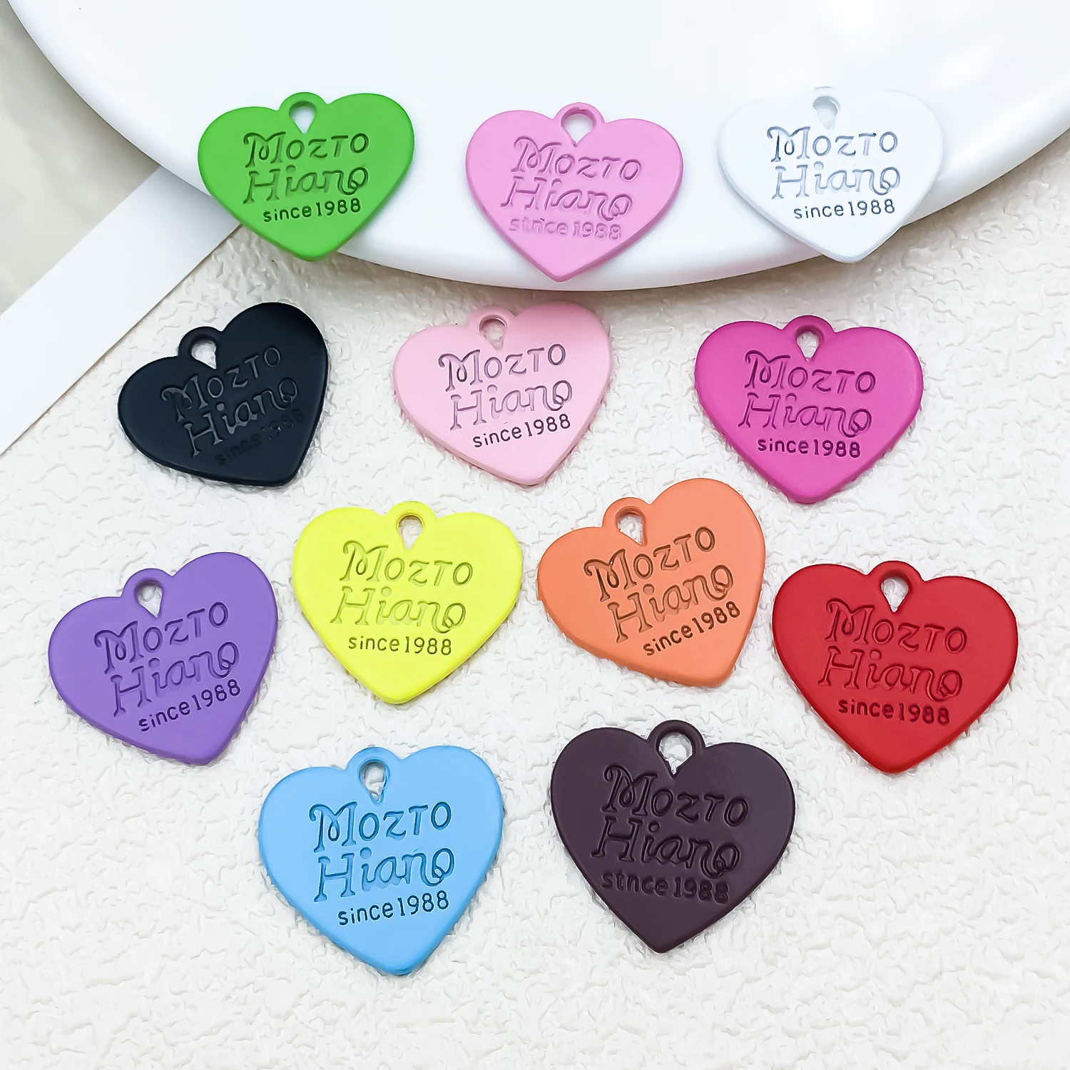 20pcs 21x23mm Painted Peach Heart-Shaped Series Charms Pendants, Suitable for Earrings, Necklaces, Key Chains DIY Accessories