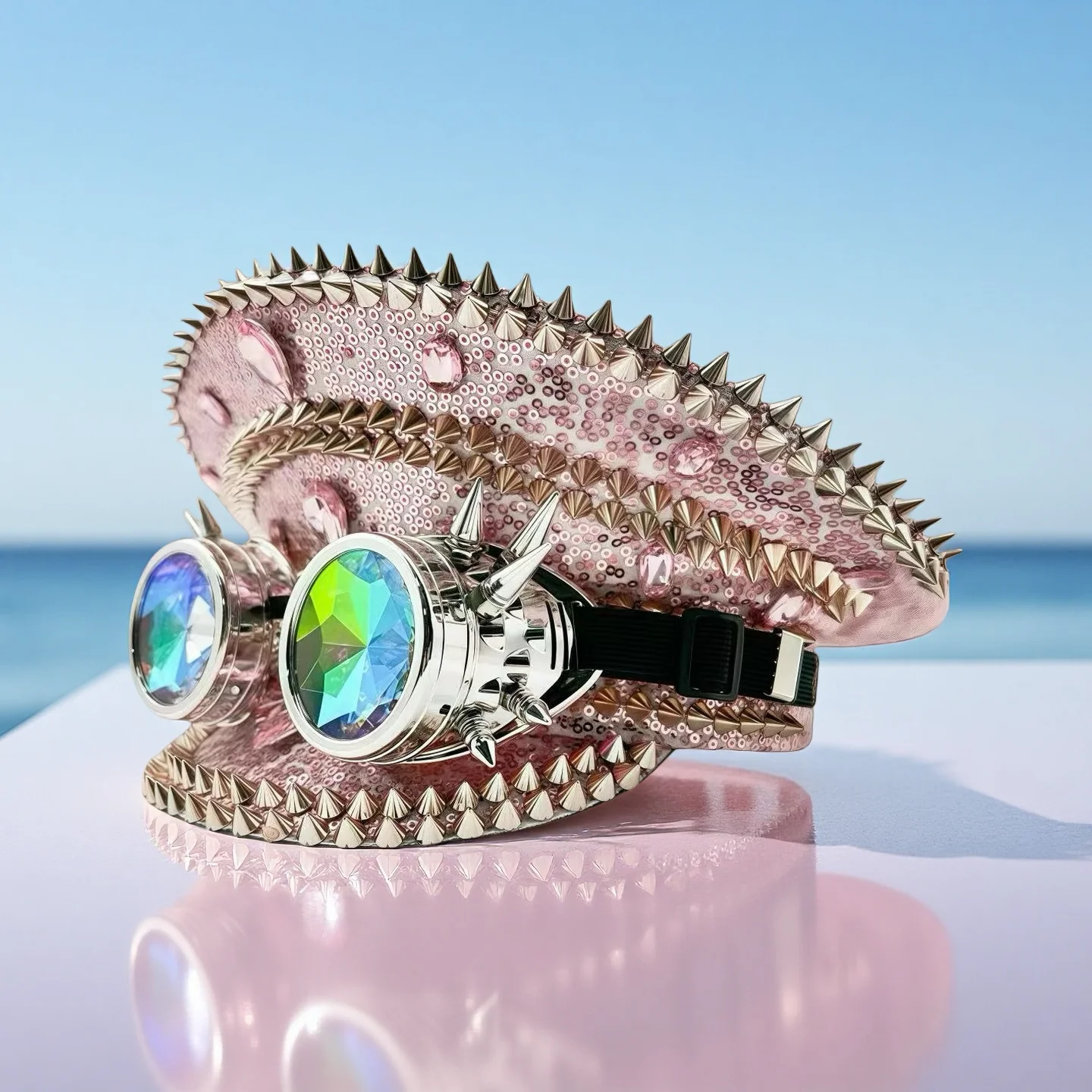 Kapelusz kapitański steampunk z dżetami i goglami na festiwal Burning Man dla kobiet, wojskowe akcesoria i czapka dla mężczyzn.