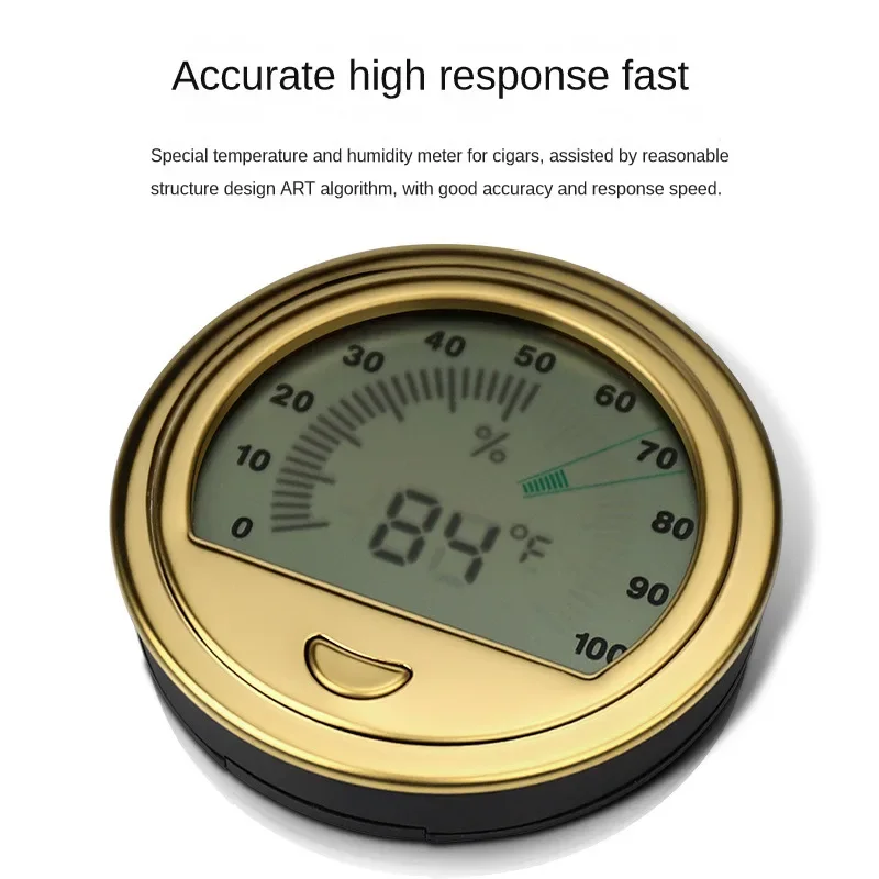 High-Precision Digital Display Thermohygrometer, Cigarar Box, Electronic Constant Temperature and Humidity Meter, Round Hygrom