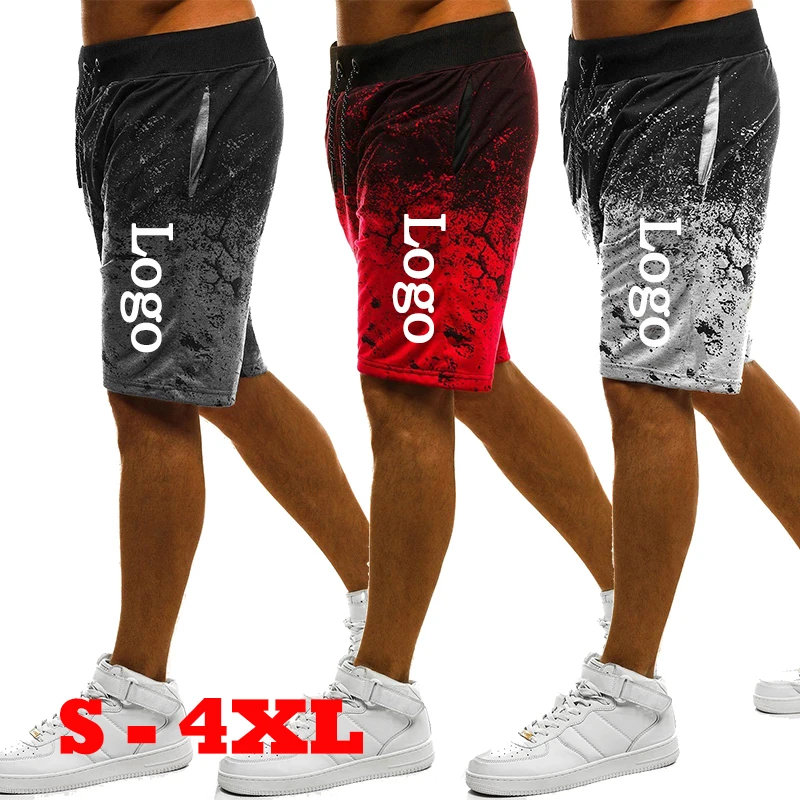 Custom Logo Men Casual Shorts Clothes Fashion Printed Joggers Short Sweatpants Drawstring Slim Workout Shorts Plus Size