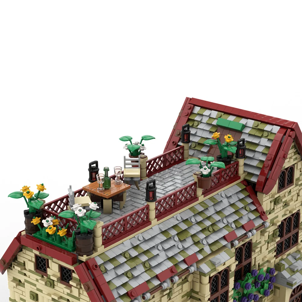 MOC House con mattone un soffitta Giardino Street View Architettura Modello Building Block Compleanno Bambini Compleanno Regalo giocattolo di Natale