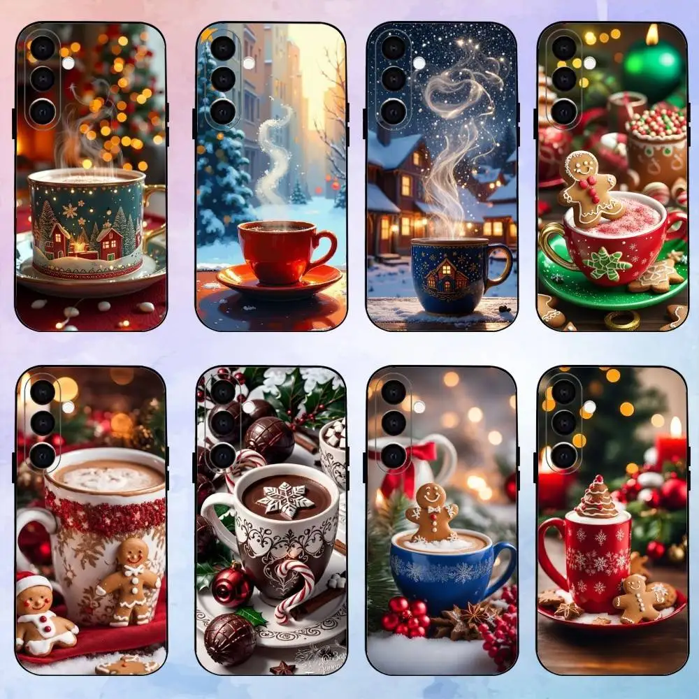 

Christmas Art winter Coffee Phone Case For Samsung Galaxy A73,A72,A71,A70,A53,A52,A51,Others Soft Black Shell