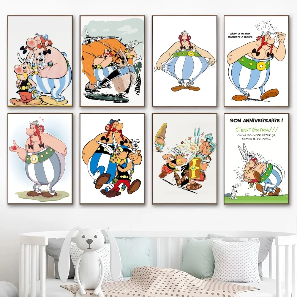 Asterix-Obelix Movie Sticky Posters Retro Kraft Paper Sticker DIY Room Bar Cafe Aesthetic Art Wall Painting