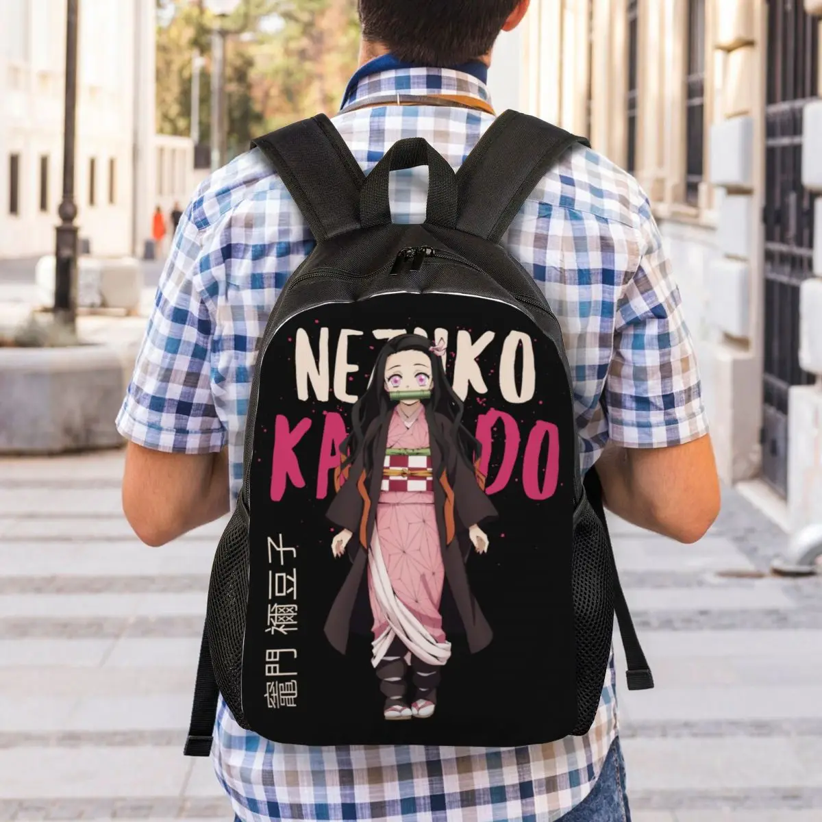 Mochila de viaje Nezuko Kamado Demon Slayer para hombres y mujeres, bolsa de libros para computadora escolar, bolsas de día para estudiantes universitarios, Kimetsu no Yaiba