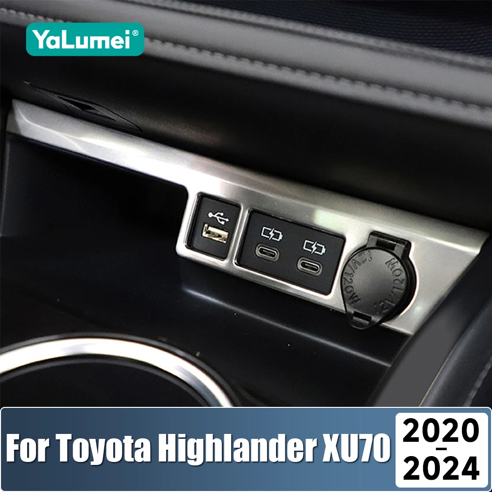 Für Toyota Highlander XU70 Hybrid 2020 2021 2022 2023 2024 Edelstahl Auto Zentrale Steuerung USB Rahmen Abdeckung Fall trim Aufkleber