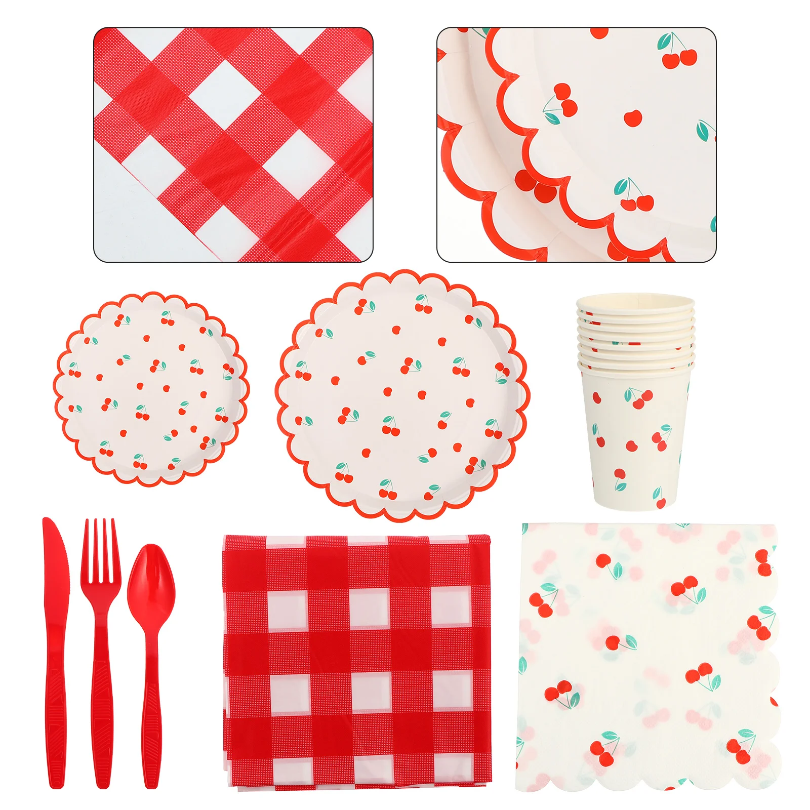 

Party Strawberry Paper Pallet Cups Tableware Kit Serving Utensils Dinnerware Fruits Disposable