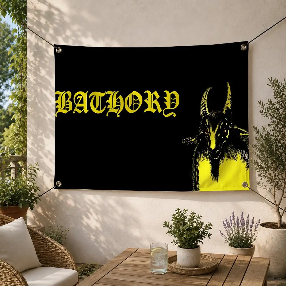 Black Metal Bathory Official Plus Flags Decorative Flag Banner for Outdoor Garden Yard Camping Party Home Wall Hanging Decor