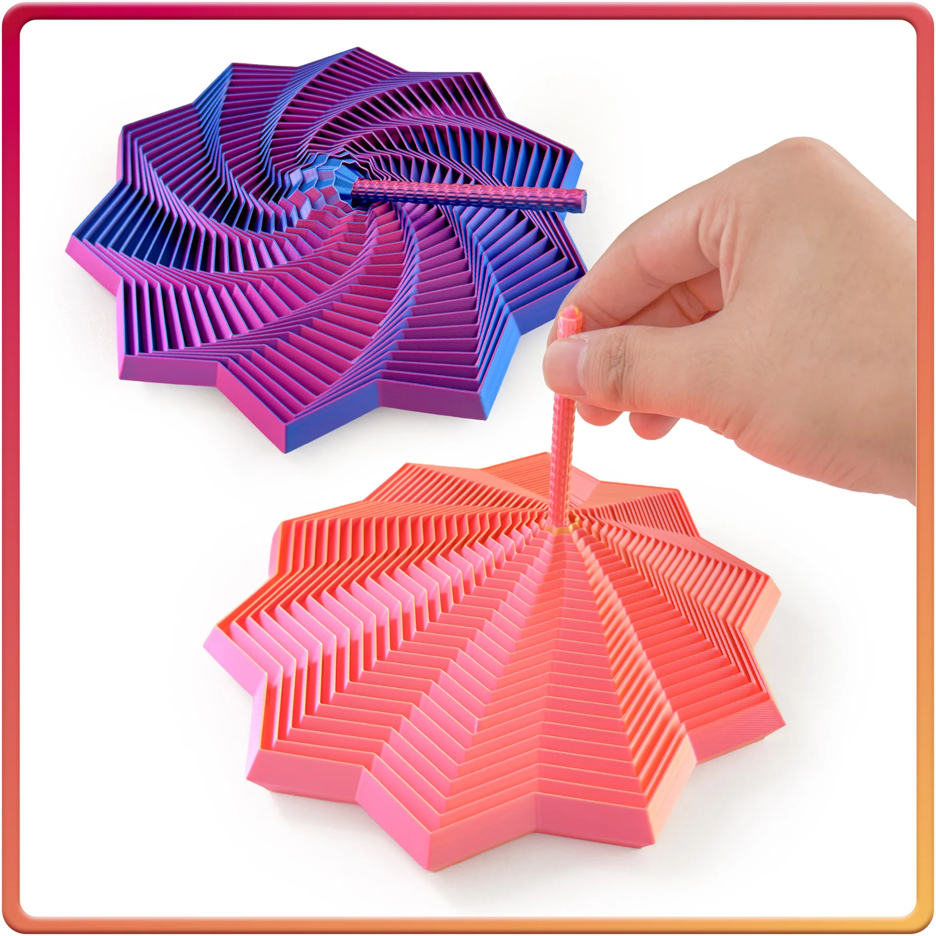 PLA – Expanded Sensory Star with Handles, 3D-Printed Spiral Spinning Toy, Stress-Relief Fractal Hexagon LK-AA997