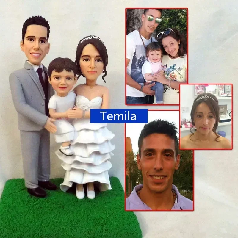 Figura de arcilla polimérica hecha a mano, muñeco de pareja de bodas, foto personalizada, modelo de personaje, estatua, adorno para pastel de cumpleaños, regalo