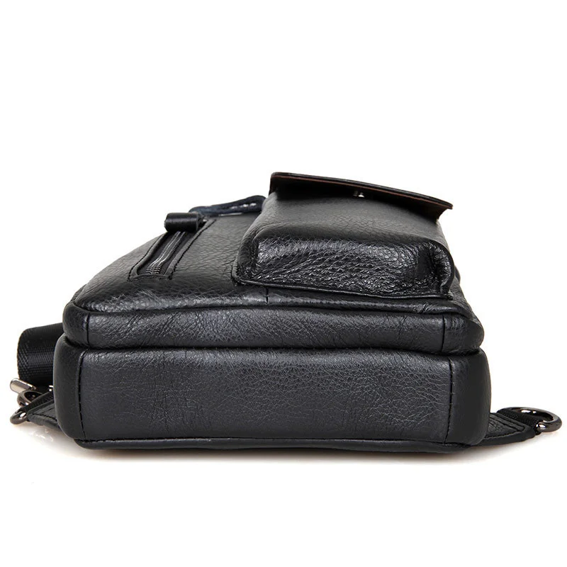 Imagem -04 - Mochila de Couro à Prova Impermeável Água Homem Casual Mochila de Couro Real Bolsa de Peito de Viagem Bolsa de Negócios Pacote de Peito fo Masculino Maler