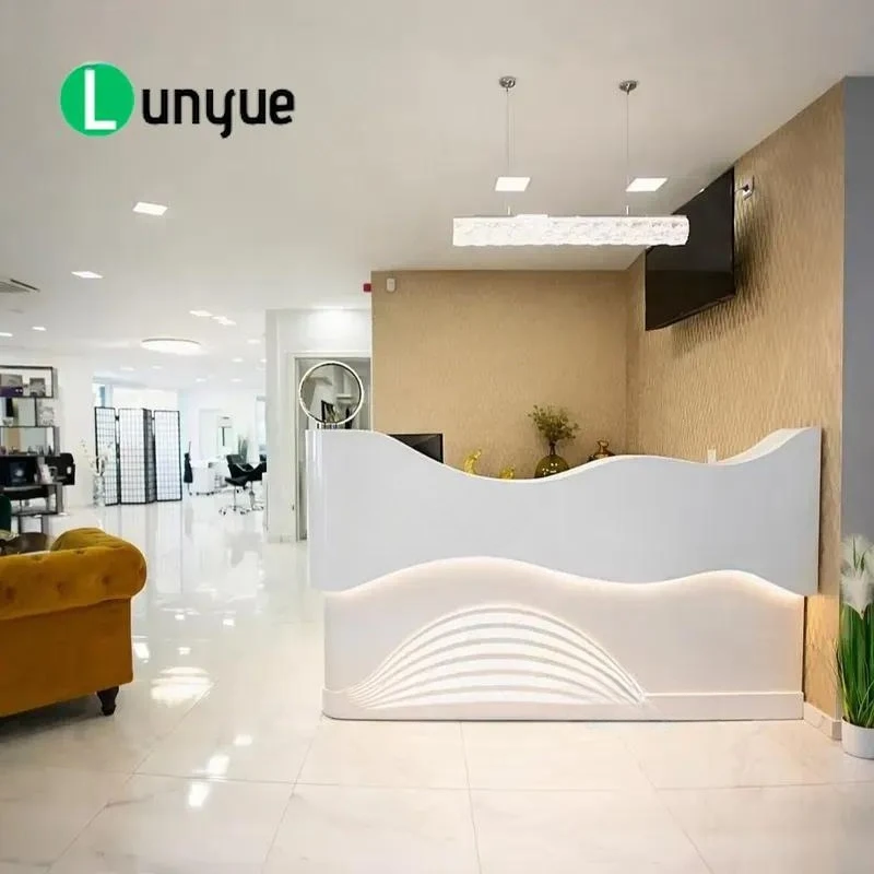 L Shape Front Lobby Desk Contemporary Medical Office Information Counter  Reception Furniture Manufacturer