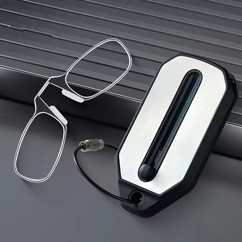 

Keychain Case and Readers Rectangular Reading Glasses Portable Mini Super Small Legless Clip Nose Reading Glasses Unisex +1 2