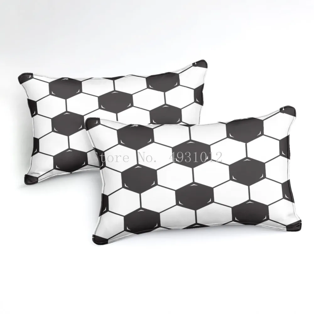 3 Pieces Black White Geometric Duvet Cover Set Sports Ball Bedding Kids Boys Girls Soccer Quilt Cover Single Queen Bed Set