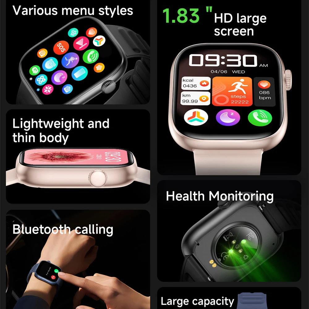 Sports Smartwatch For Men Women Call Smart Watch Fitness Tracker Heart Rate Monitor Custom Dial Watches Heart Rate Waterproof