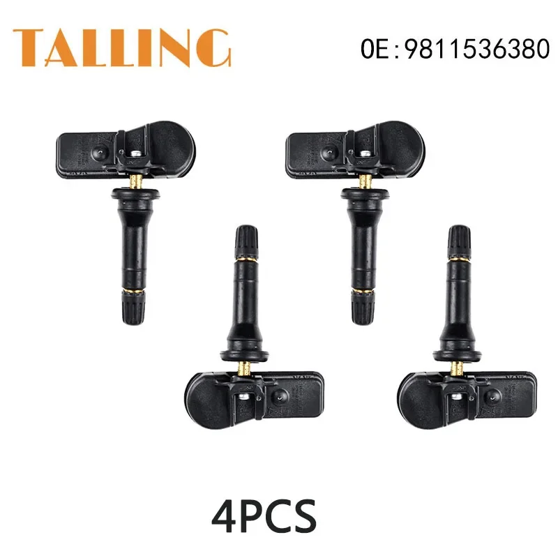 9811536380 4Pcs TPMS Tire Pressure Sensor for Citroen C4 C5 DS5 C-Elysee Berlingo Peugeot 207 301 308 Partner Tepee 408 508 RCZ