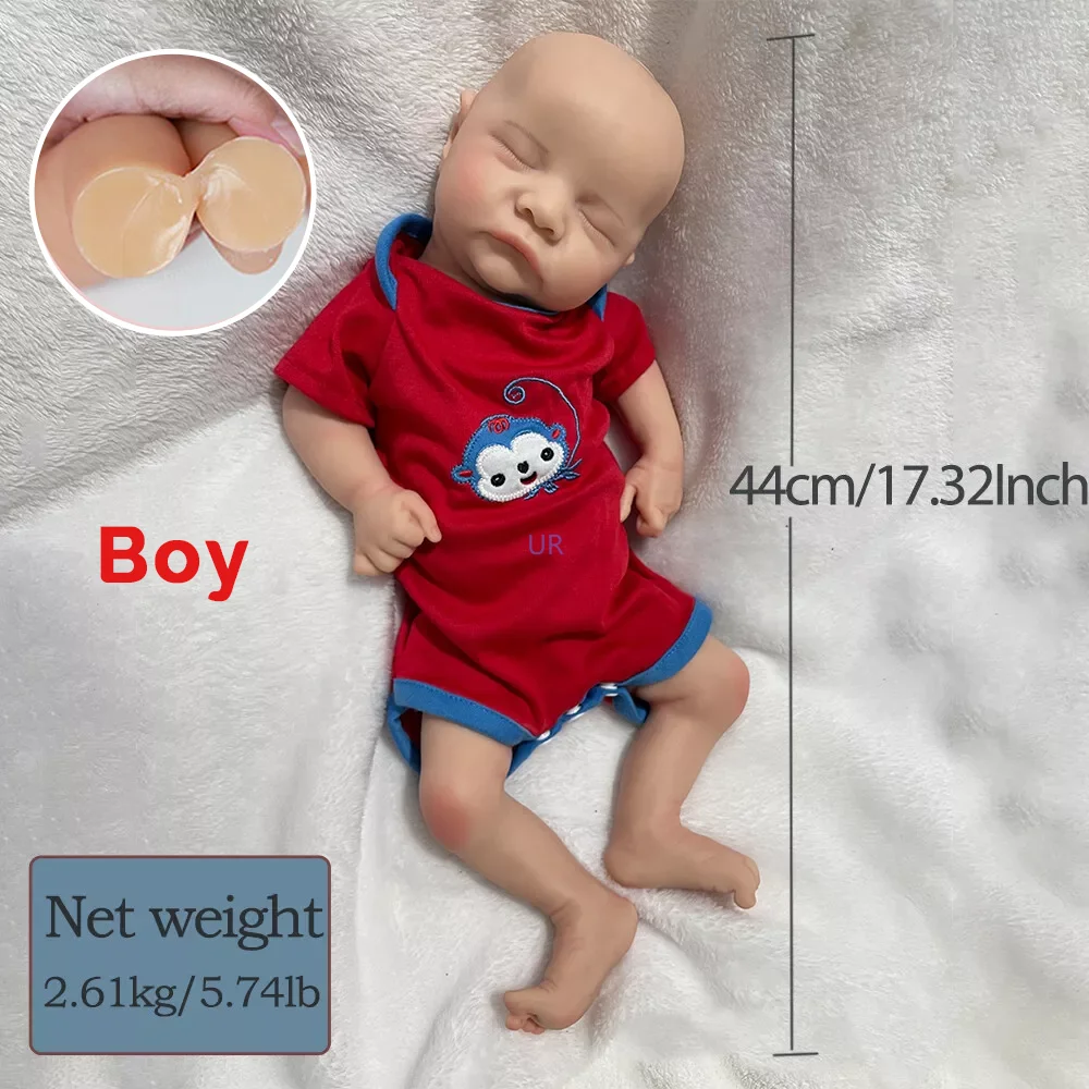 18-Zoll-Silikon-Reborn-Baby, Künstler bemalt, lebensecht, waschbar, Neugeborene, Puppe für Kinder, Weihnachtsgeschenk, Geburtstag, Spielzeug, Sammlerstücke