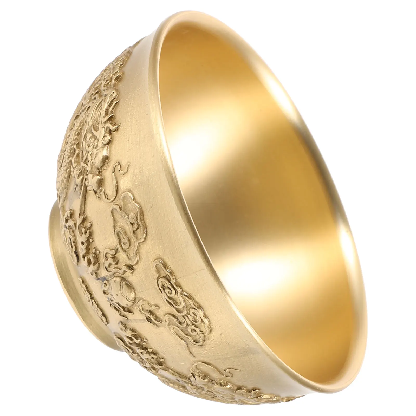 

1pcs Copper Treasure Basin Golden Tone Bowl Adornment Desktop Decoration Home Office Ornament Chinese Style Lucky Gift