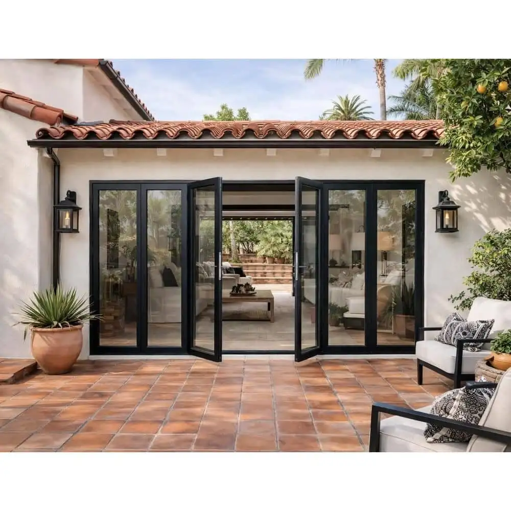 Outdoor Panoramic Folding Door High Quality Sunroom Type Accordion Folding Doors External Vertical Aluminum Frame Fold Up Doors