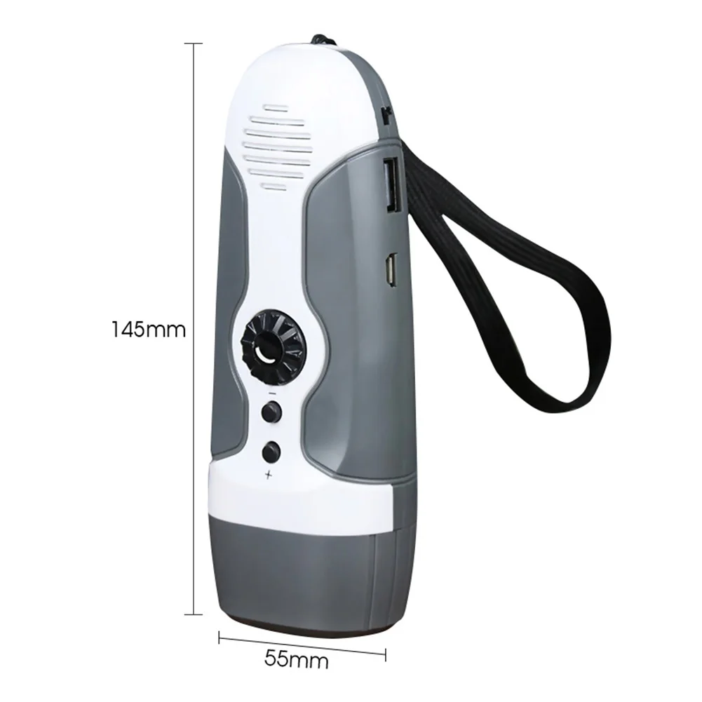 Portable Hand Crank Led Flashlight With Fm Radio Alarm Function Multifunctional Outdoor Emergency Lamp