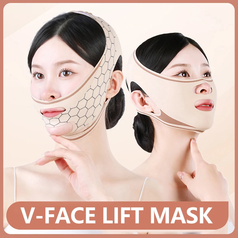 Breathable V Face Band Cheek Lift Up Face เข็มขัดบางลด Double Chin V-Line Shaping BANDAGE ต่อต้านริ้วรอยผ้าพันแผลใบหน้า